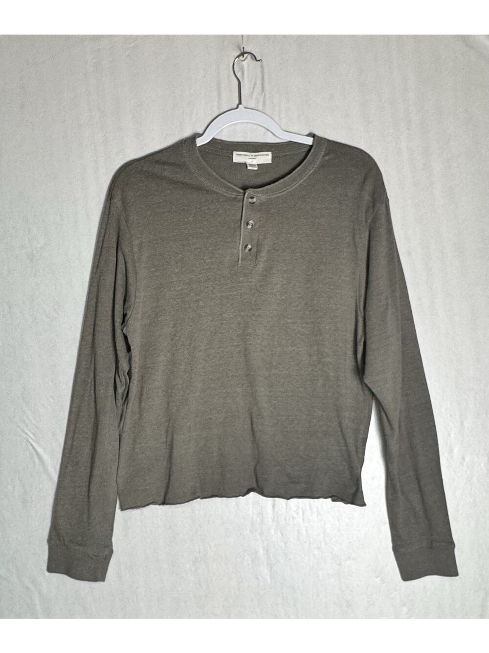 Project Social T Womens Neutral Earthy Henley Long Sleeve Top Sz M Granola Girl